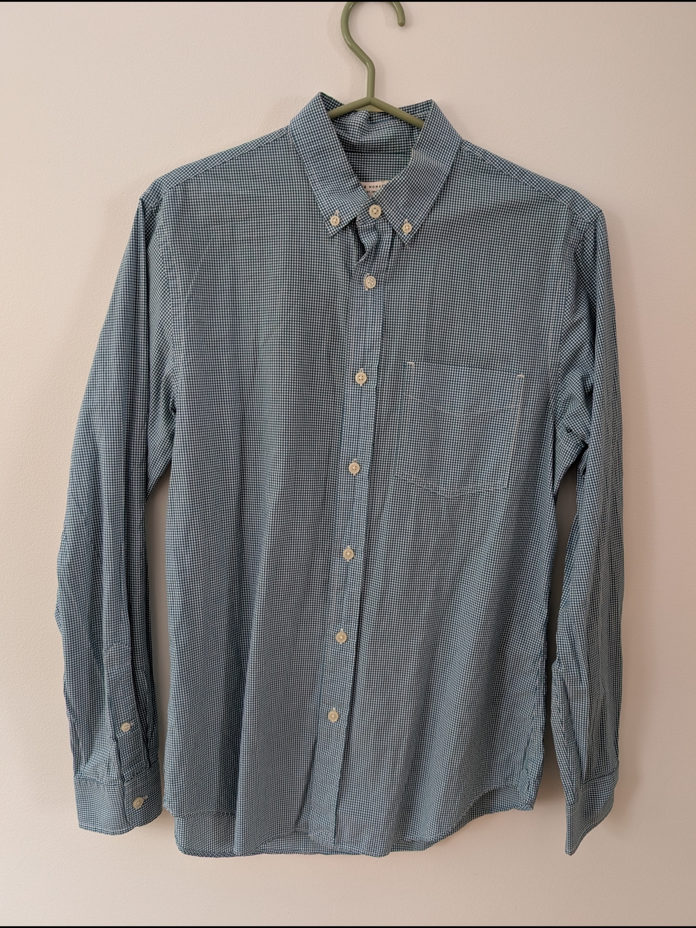 Club Monaco - Men's Blue Micro-Check Button-Down Shirt